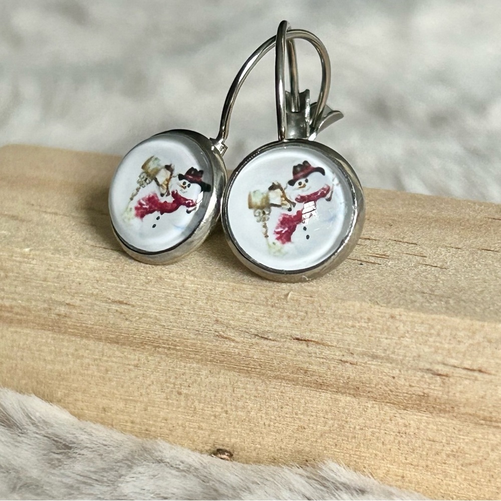 2 for $14 Handmade Snowman Lever Back Earring